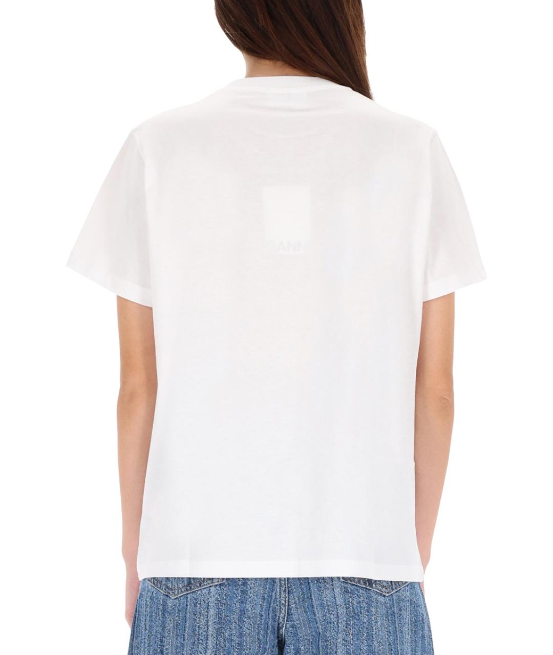 GANNI Белая хлопковая футболка, фото 4