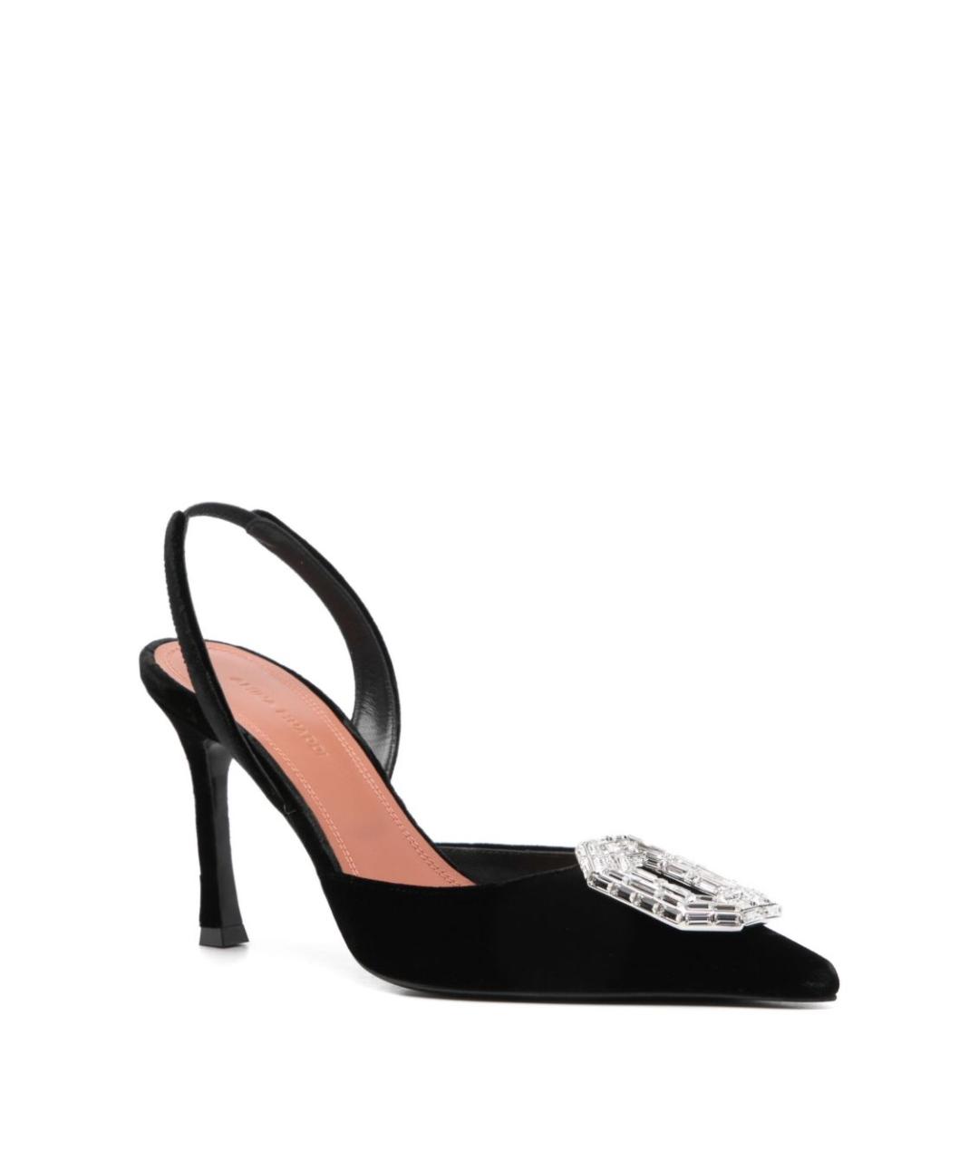 Amina Muaddi Черные текстильные туфли, фото 2