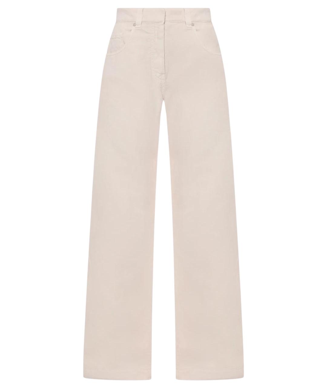 BRUNELLO CUCINELLI Белые хлопковые прямые брюки, фото 1