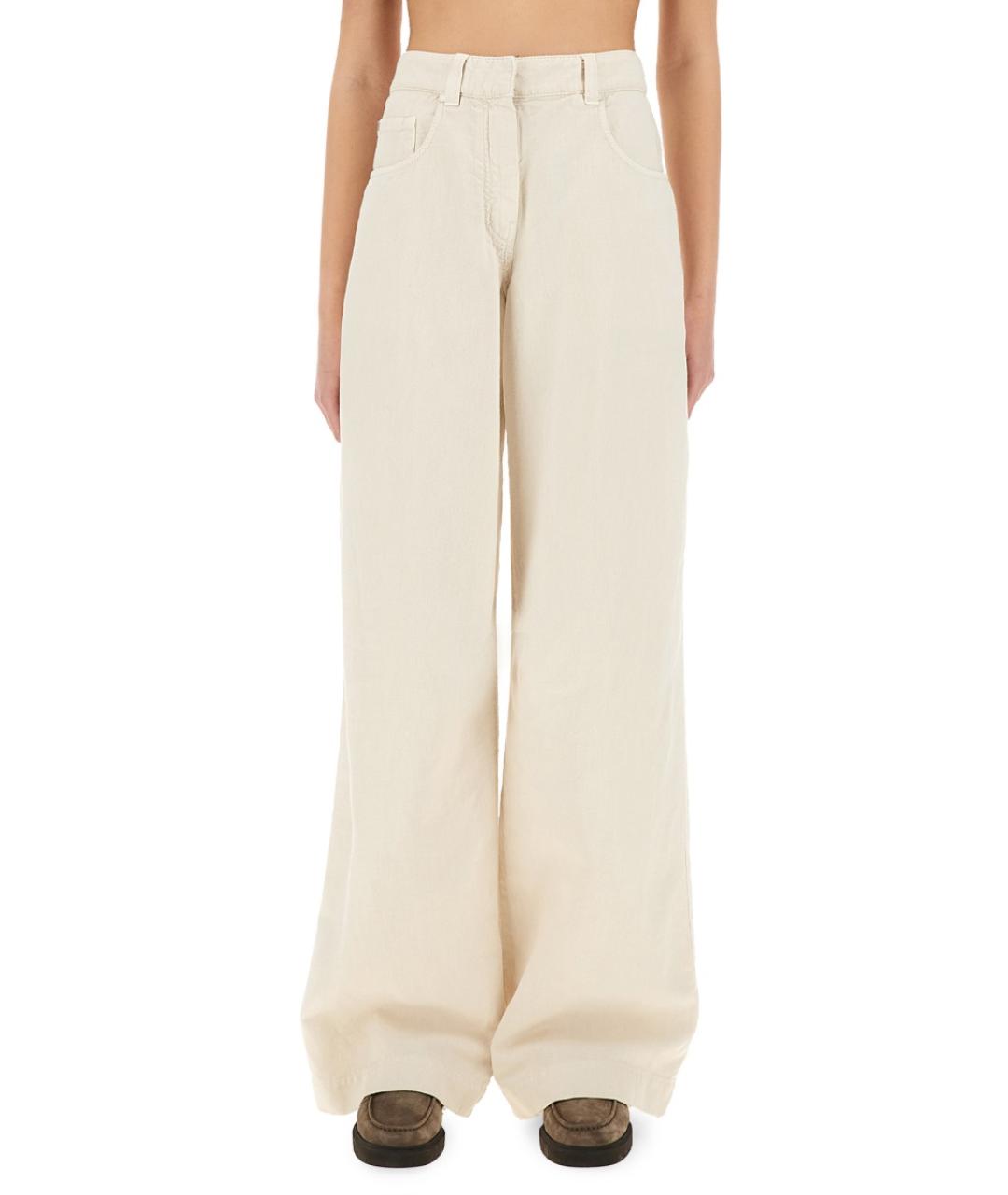 BRUNELLO CUCINELLI Белые хлопковые прямые брюки, фото 5