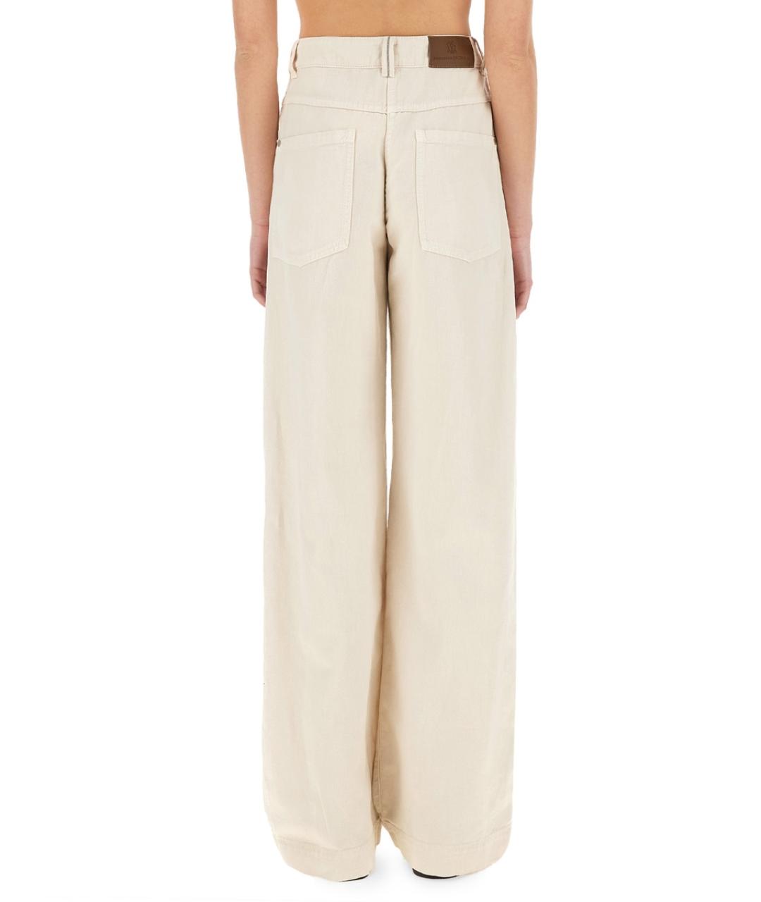 BRUNELLO CUCINELLI Белые хлопковые прямые брюки, фото 3