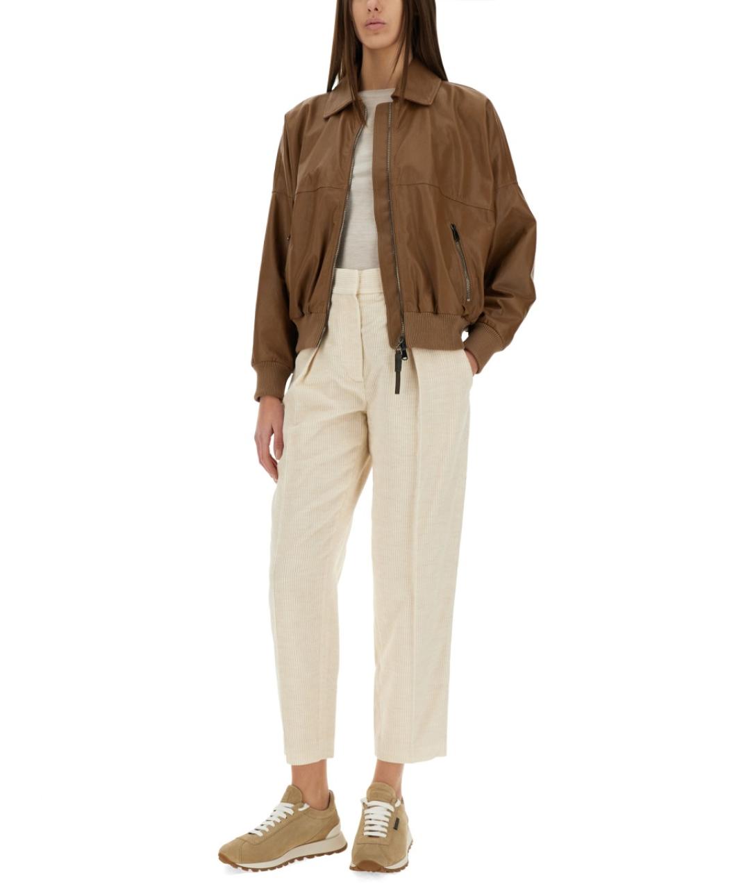 BRUNELLO CUCINELLI Коричневая кожаная куртка, фото 3