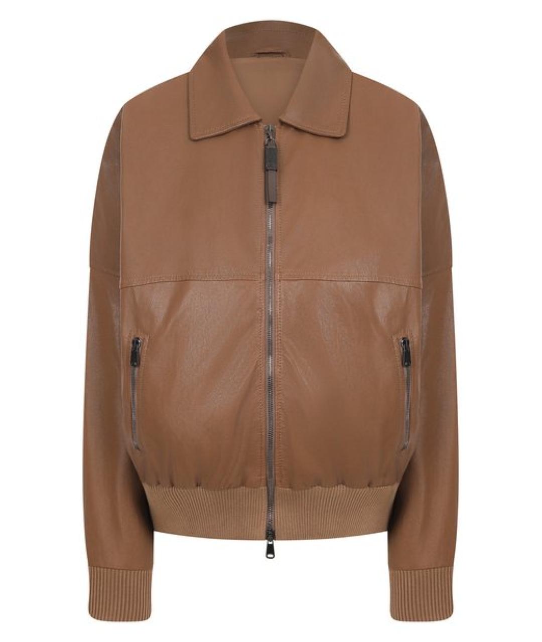 BRUNELLO CUCINELLI Коричневая кожаная куртка, фото 1