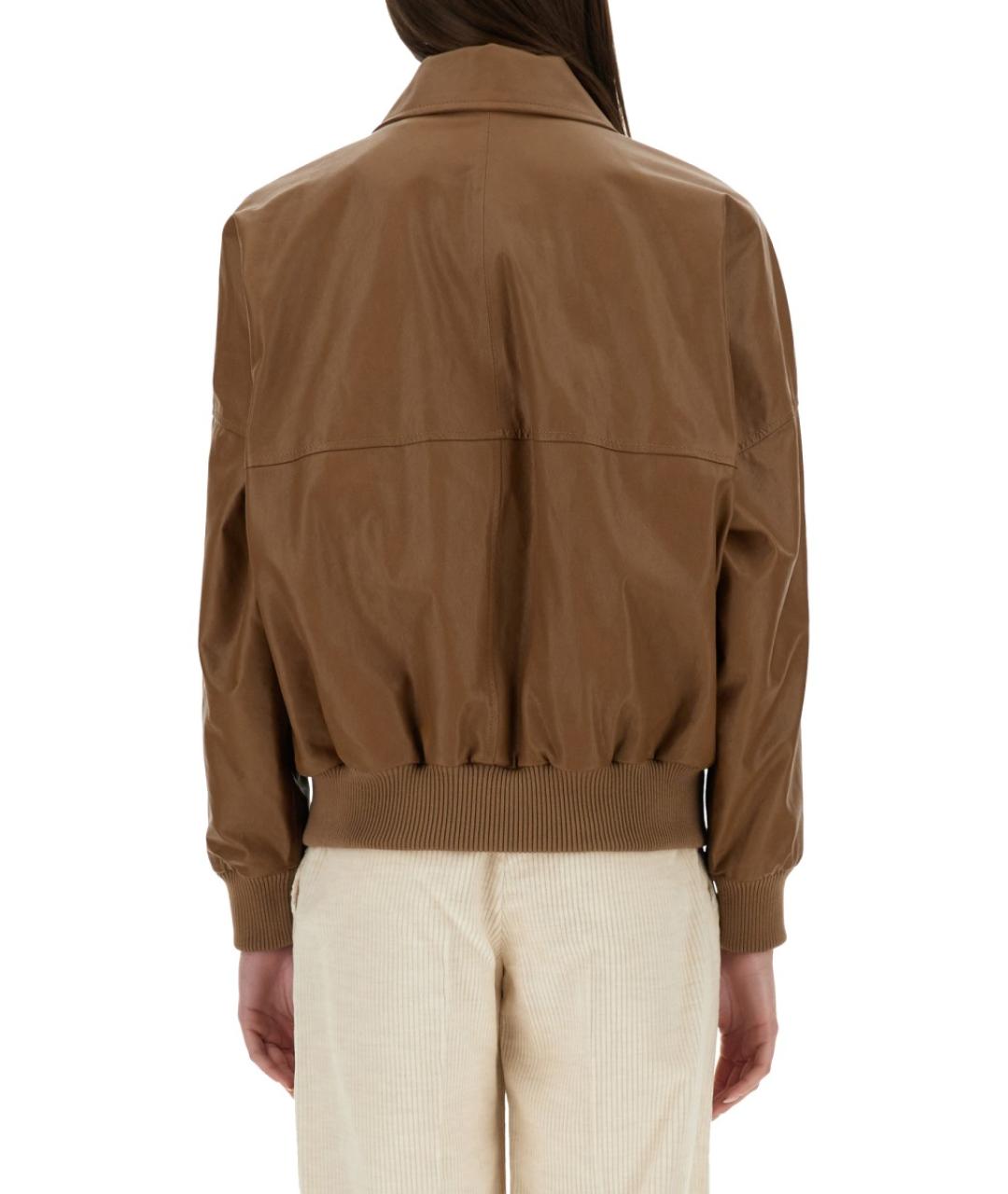 BRUNELLO CUCINELLI Коричневая кожаная куртка, фото 4