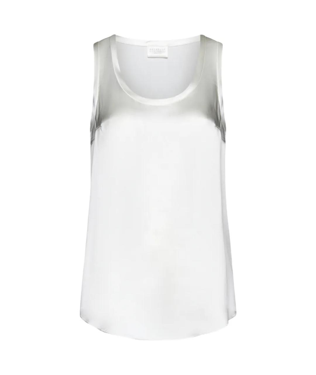 BRUNELLO CUCINELLI Белая шелковая майка, фото 1