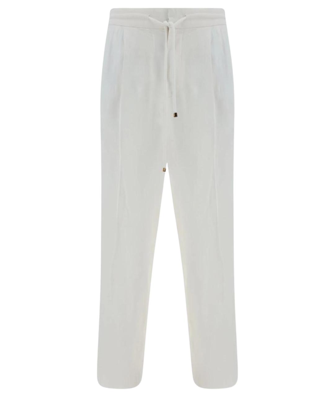 BRUNELLO CUCINELLI Белые льняные повседневные брюки, фото 1