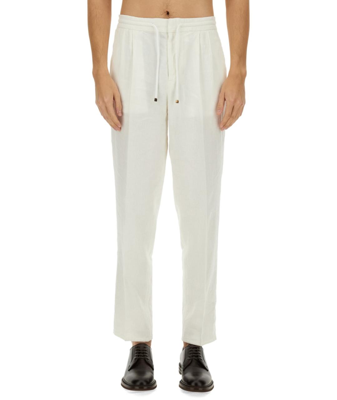 BRUNELLO CUCINELLI Белые льняные повседневные брюки, фото 2