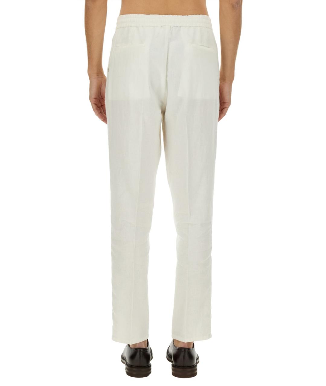 BRUNELLO CUCINELLI Белые льняные повседневные брюки, фото 4