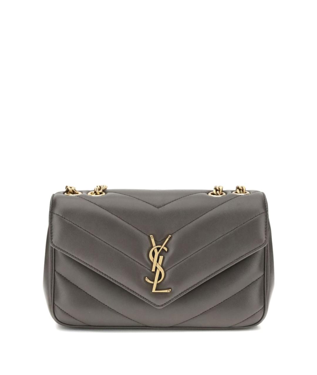 SAINT LAURENT Серая кожаная сумка через плечо, фото 1