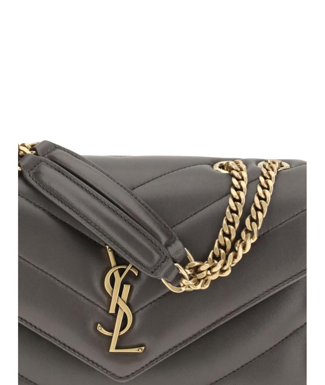 SAINT LAURENT Серая кожаная сумка через плечо, фото 3