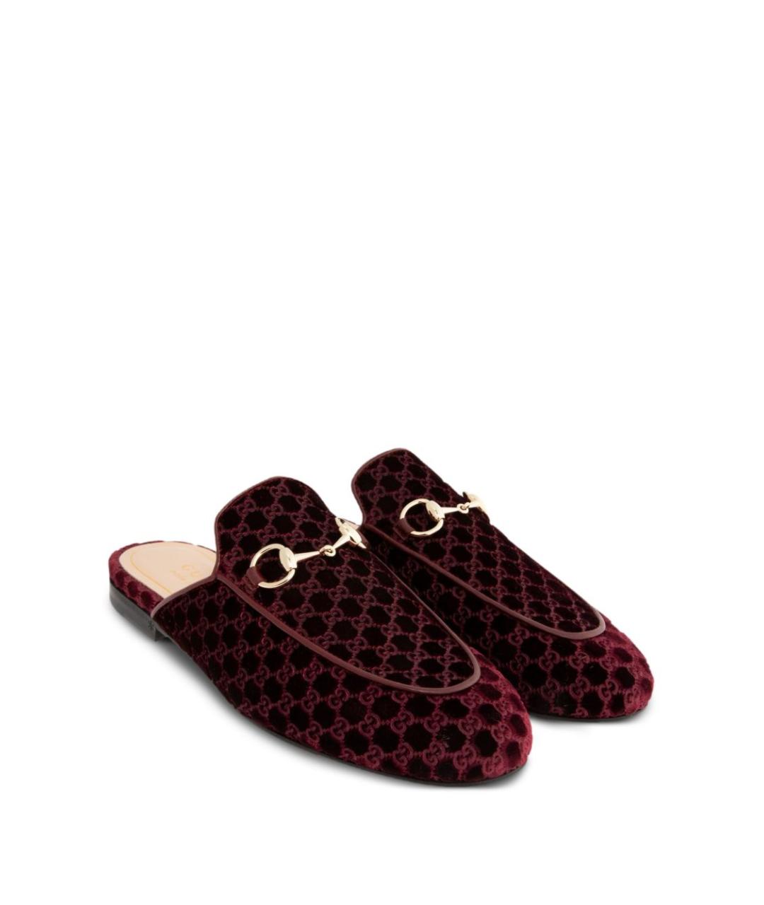 GUCCI Бордовые кожаные мюли, фото 3
