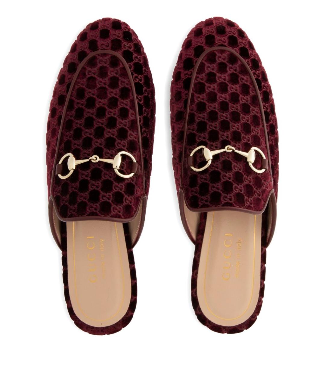 GUCCI Бордовые кожаные мюли, фото 2