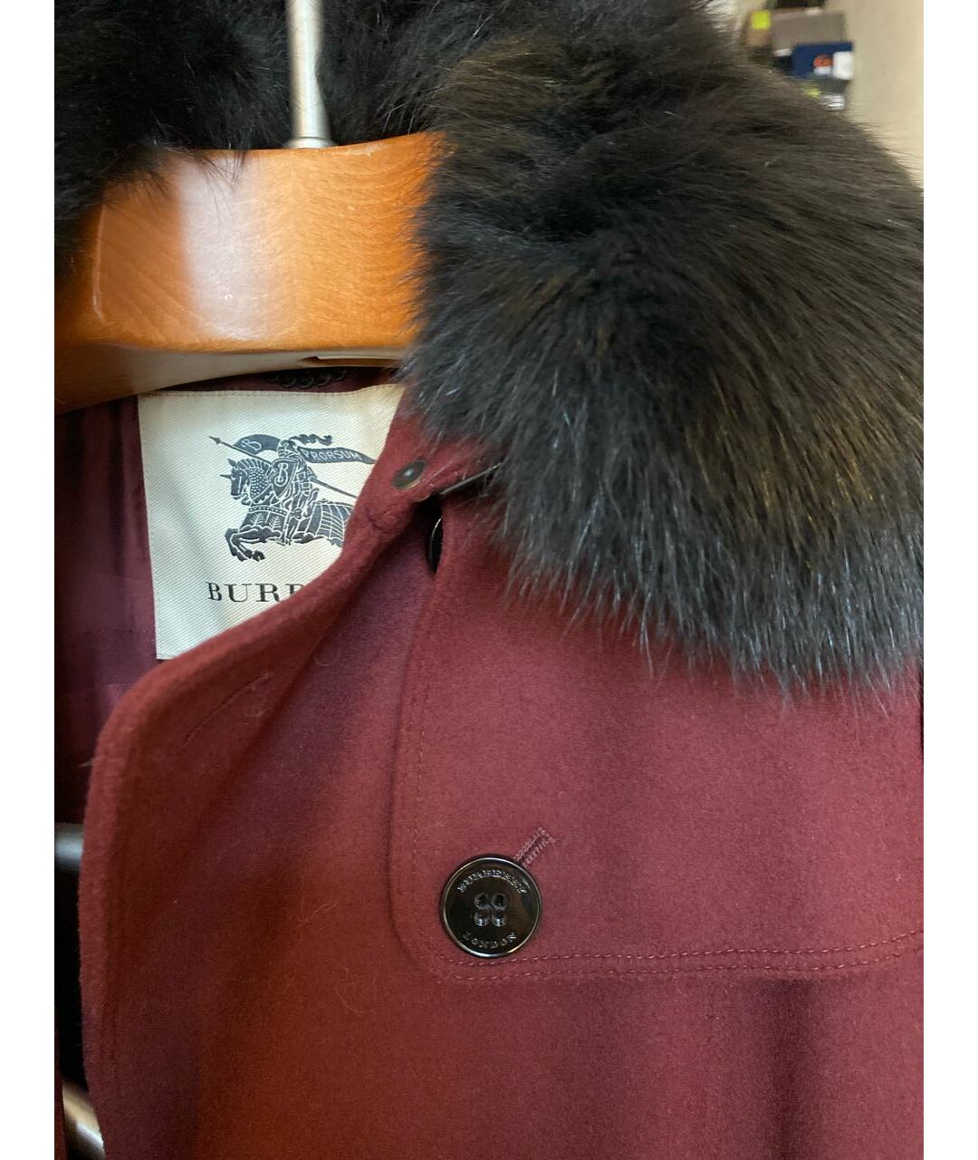 BURBERRY Бордовое шерстяное пальто, фото 4