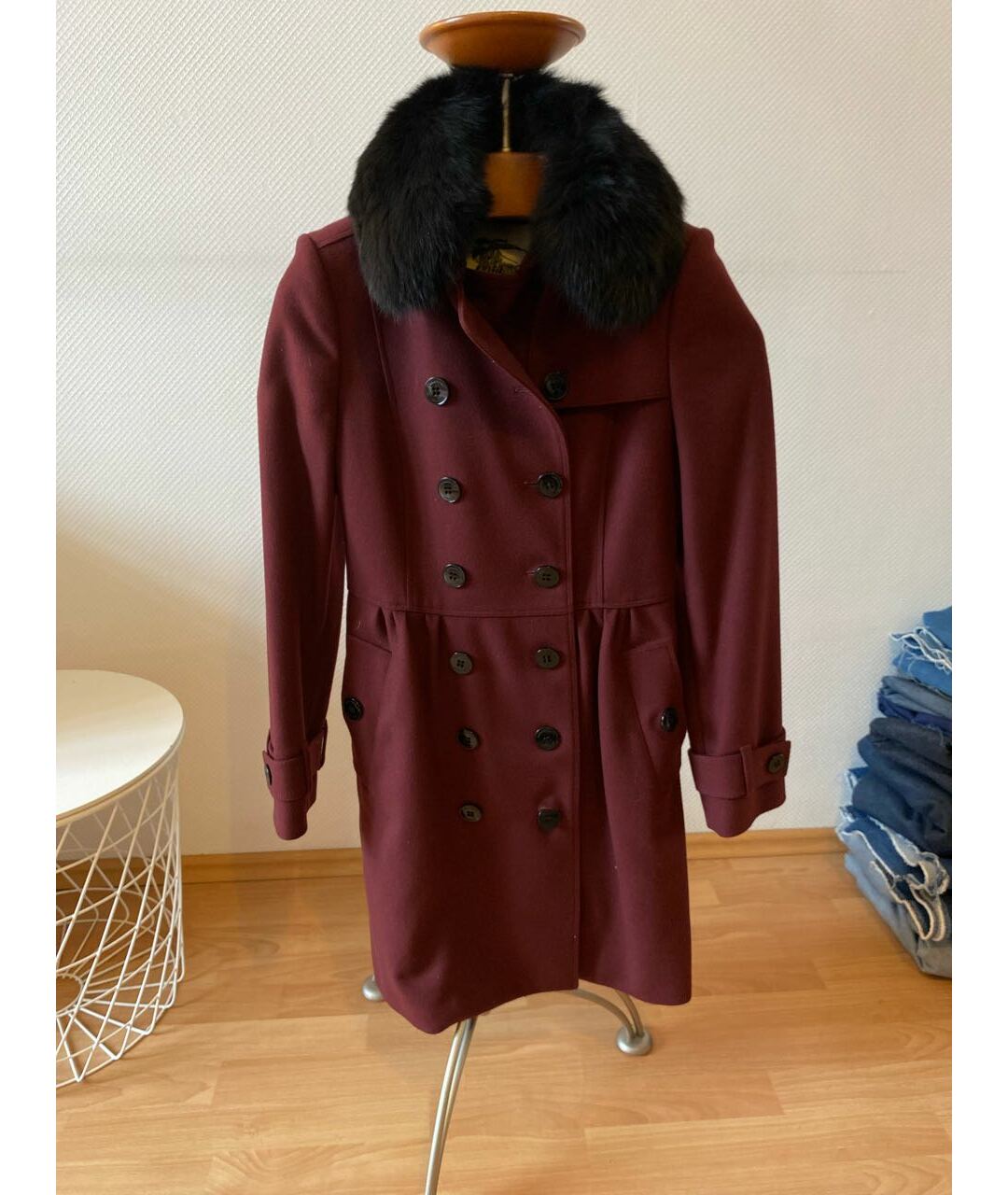 BURBERRY Бордовое шерстяное пальто, фото 6