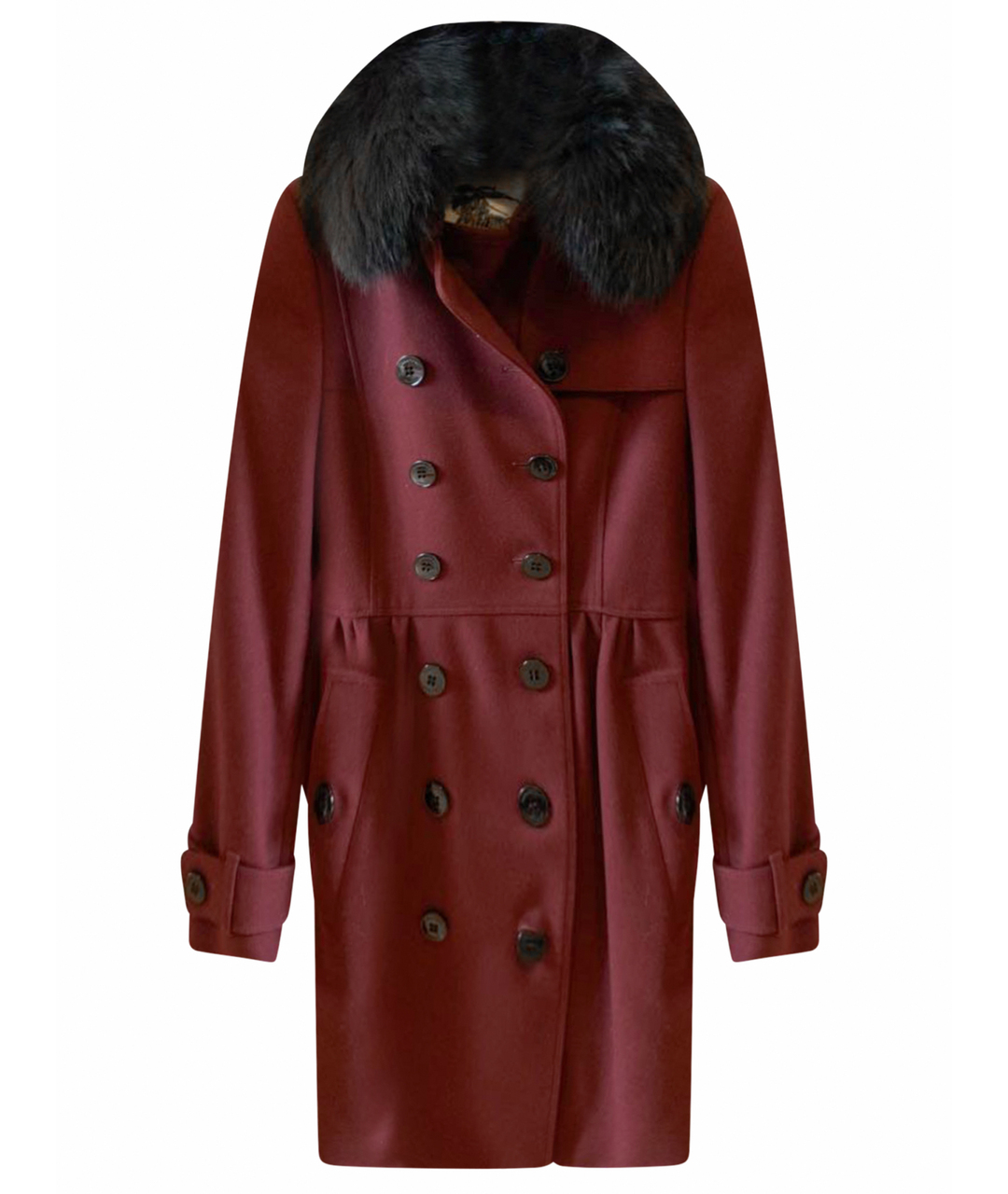 BURBERRY Бордовое шерстяное пальто, фото 1