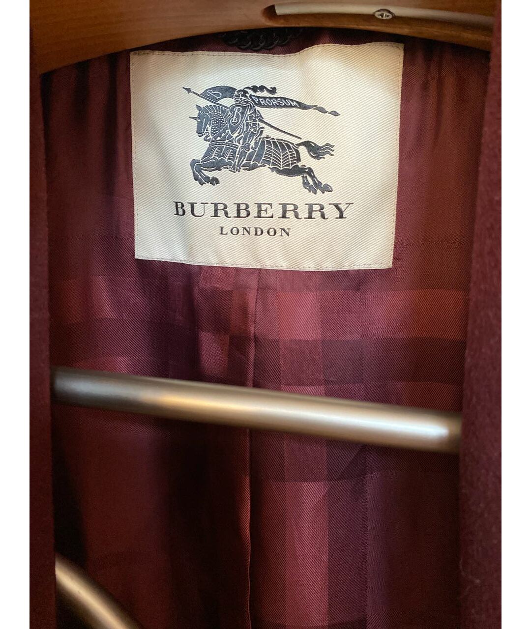 BURBERRY Бордовое шерстяное пальто, фото 3