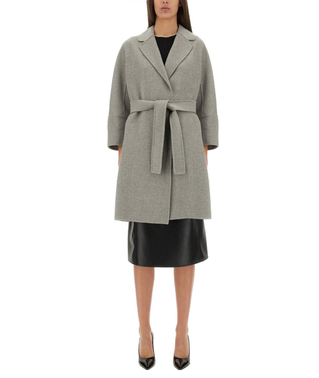 'S MAX MARA Серый шерстяной тренч/плащ, фото 2