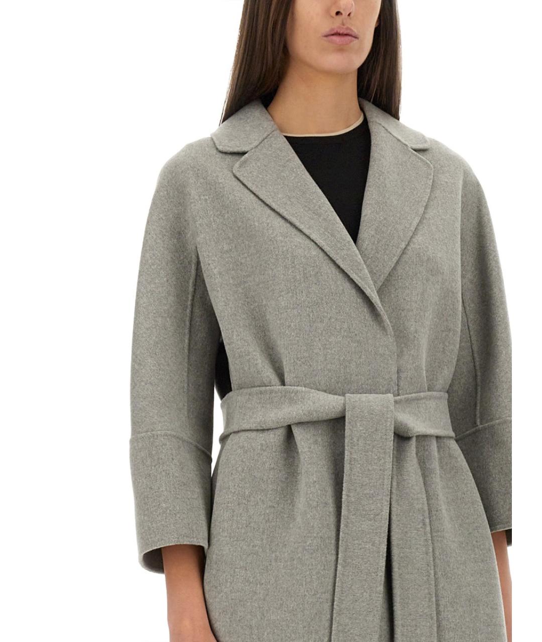 'S MAX MARA Серый шерстяной тренч/плащ, фото 5