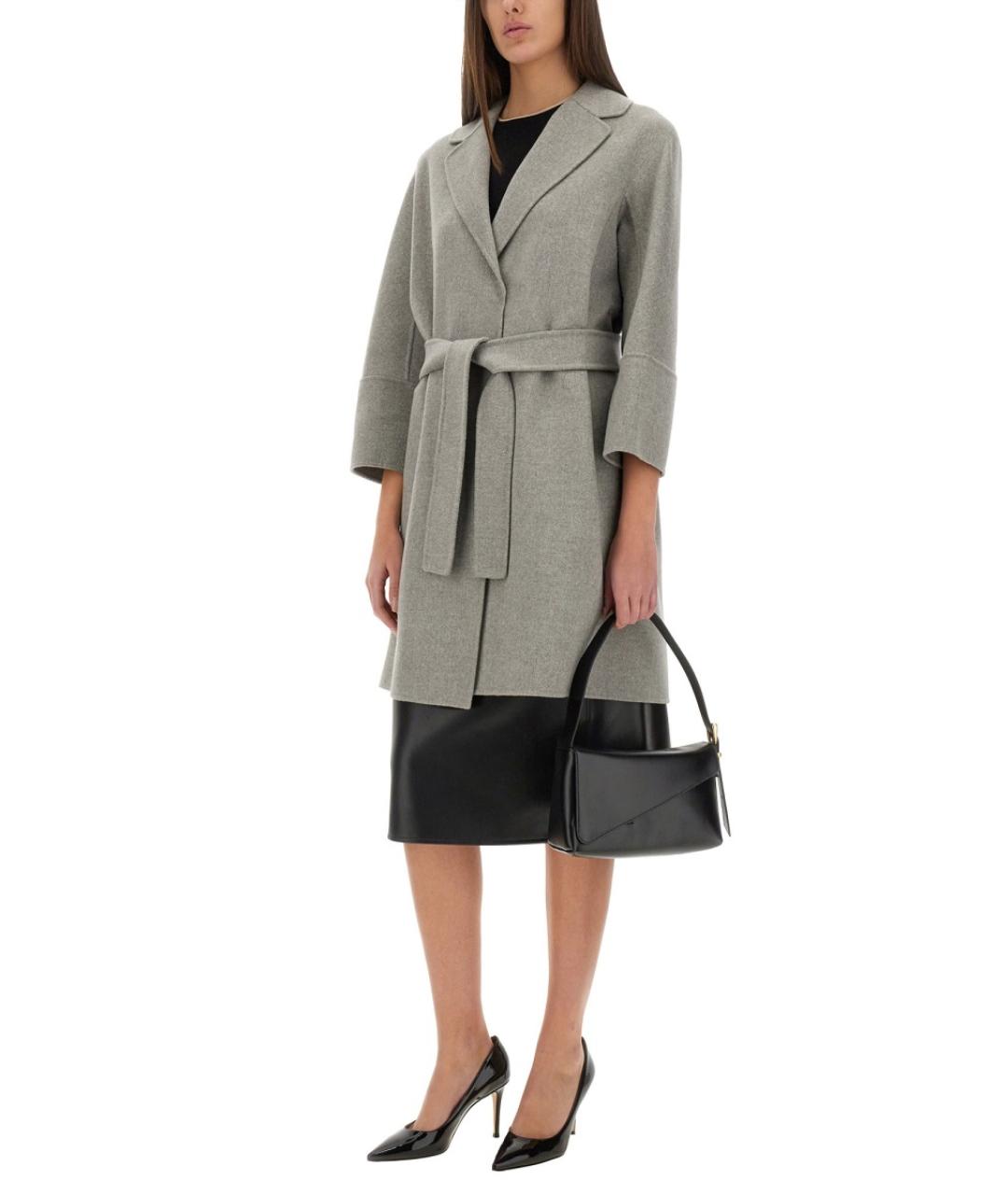 'S MAX MARA Серый шерстяной тренч/плащ, фото 3