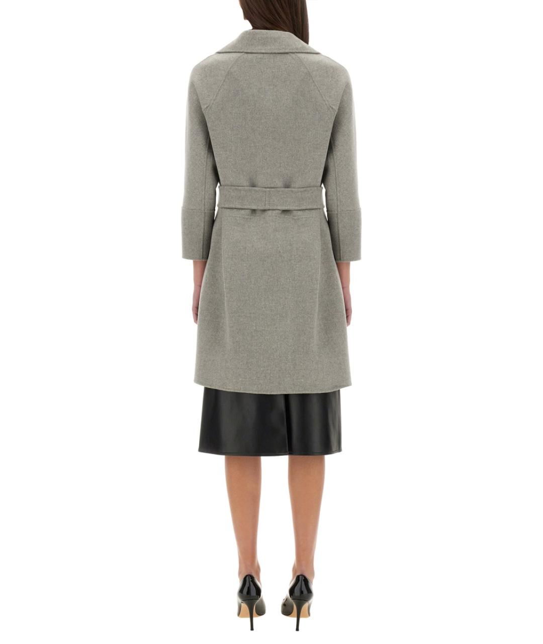 'S MAX MARA Серый шерстяной тренч/плащ, фото 4
