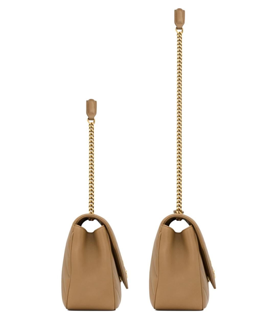 SAINT LAURENT Бежевая кожаная сумка через плечо, фото 3