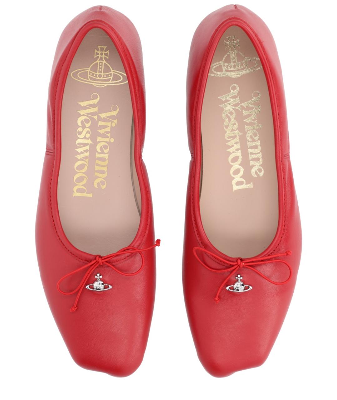VIVIENNE WESTWOOD Красные кожаные балетки, фото 5
