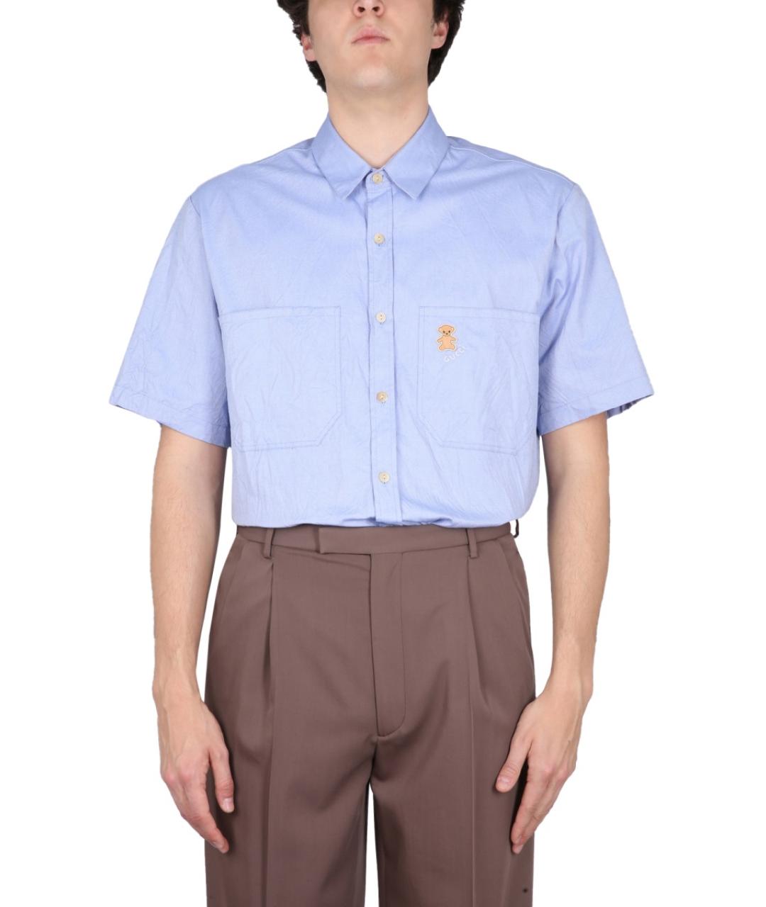 GUCCI Голубая хлопковая кэжуал рубашка, фото 2