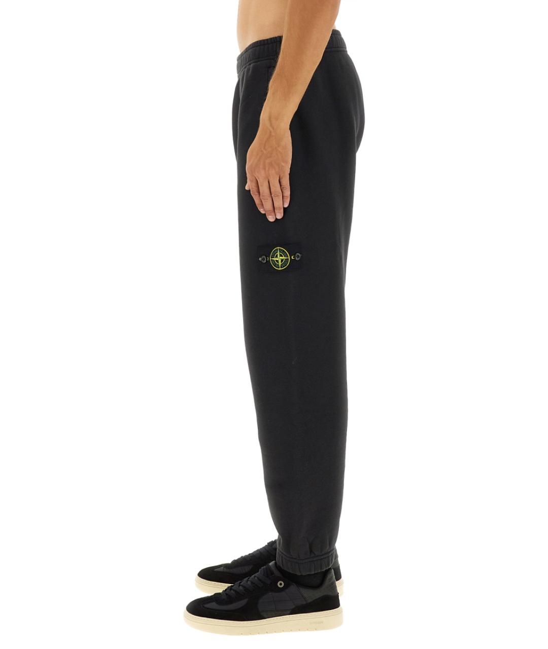 STONE ISLAND Черные хлопковые повседневные брюки, фото 3
