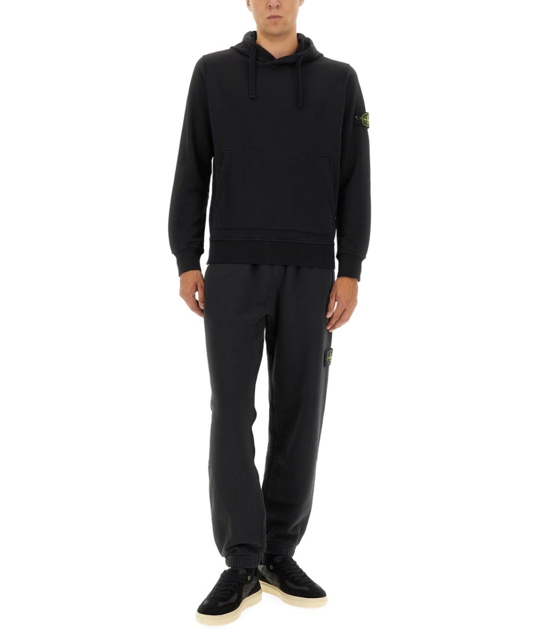 STONE ISLAND Черные хлопковые повседневные брюки, фото 2