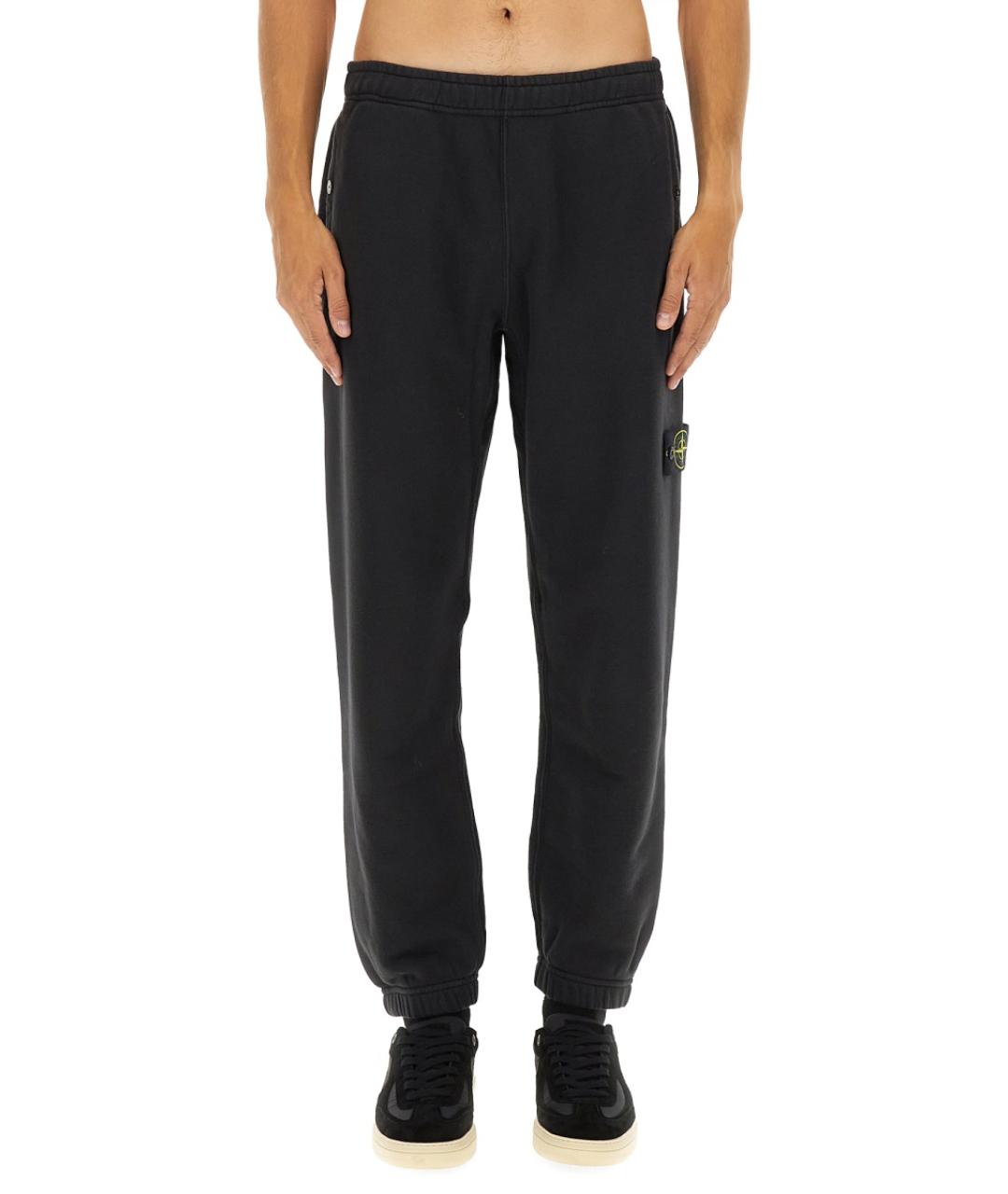 STONE ISLAND Черные хлопковые повседневные брюки, фото 5