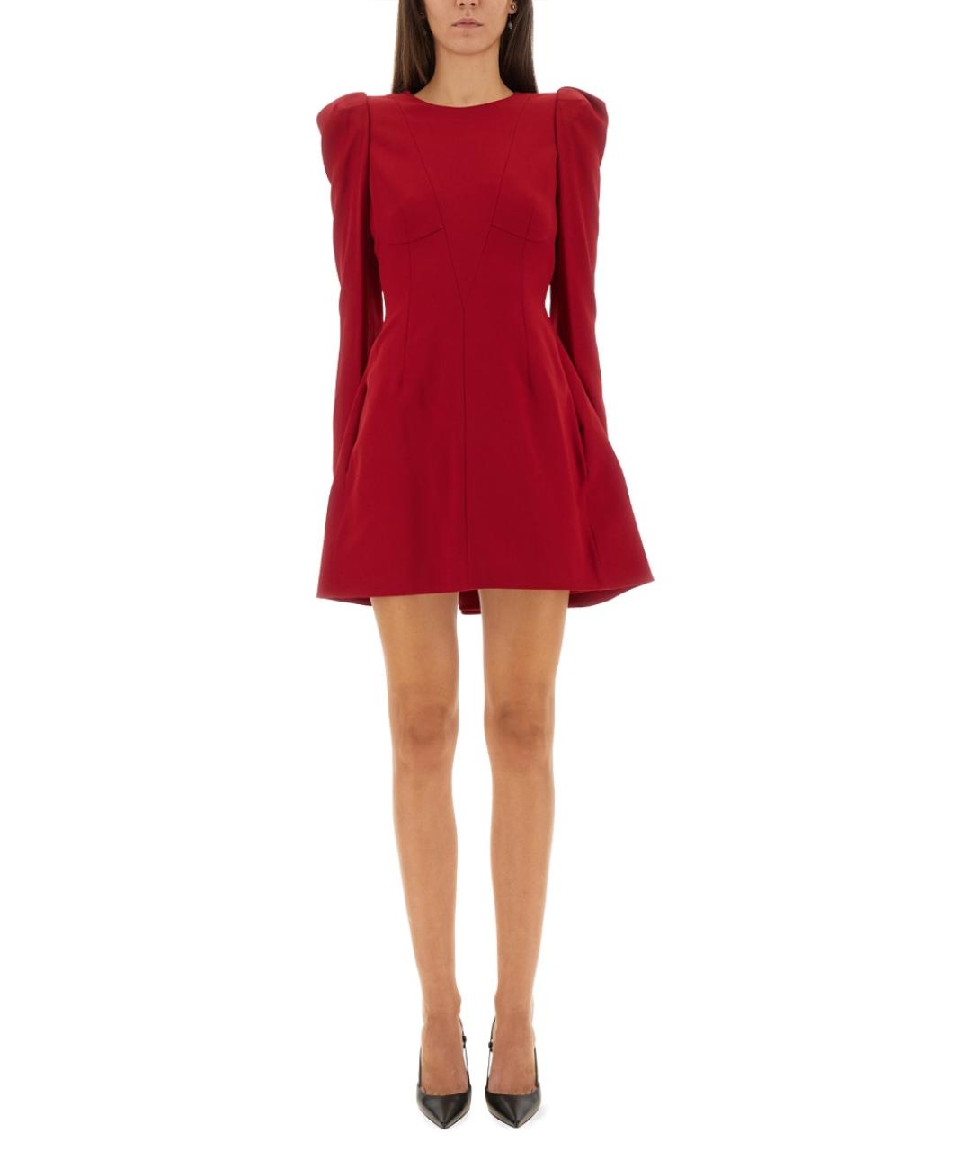 ALEXANDER MCQUEEN Красное вискозное коктейльное платье, фото 2