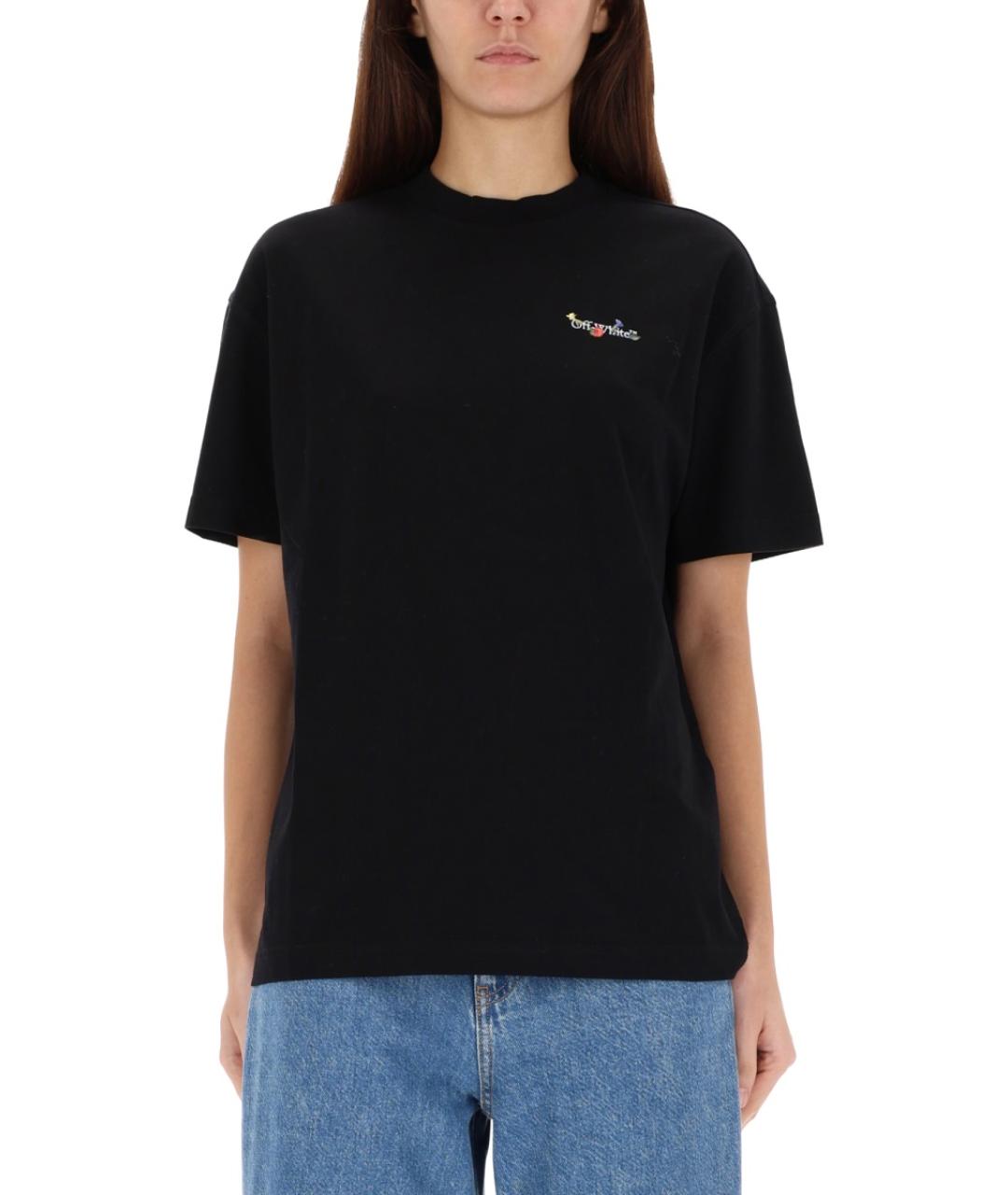OFF-WHITE Черная хлопковая футболка, фото 2