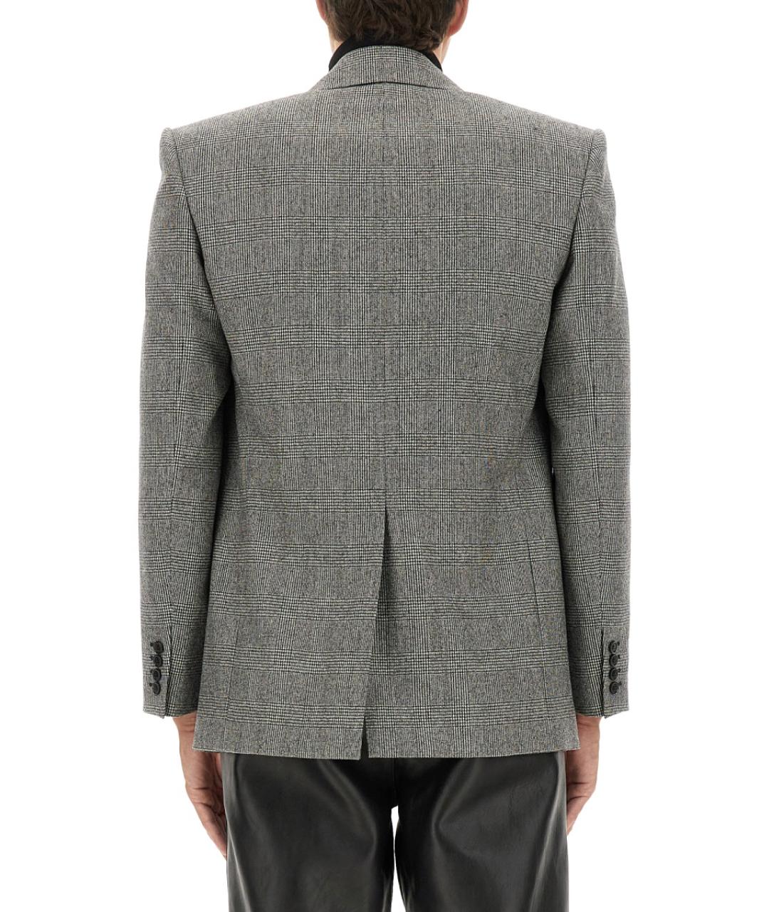 SAINT LAURENT Серый шерстяной пиджак, фото 4