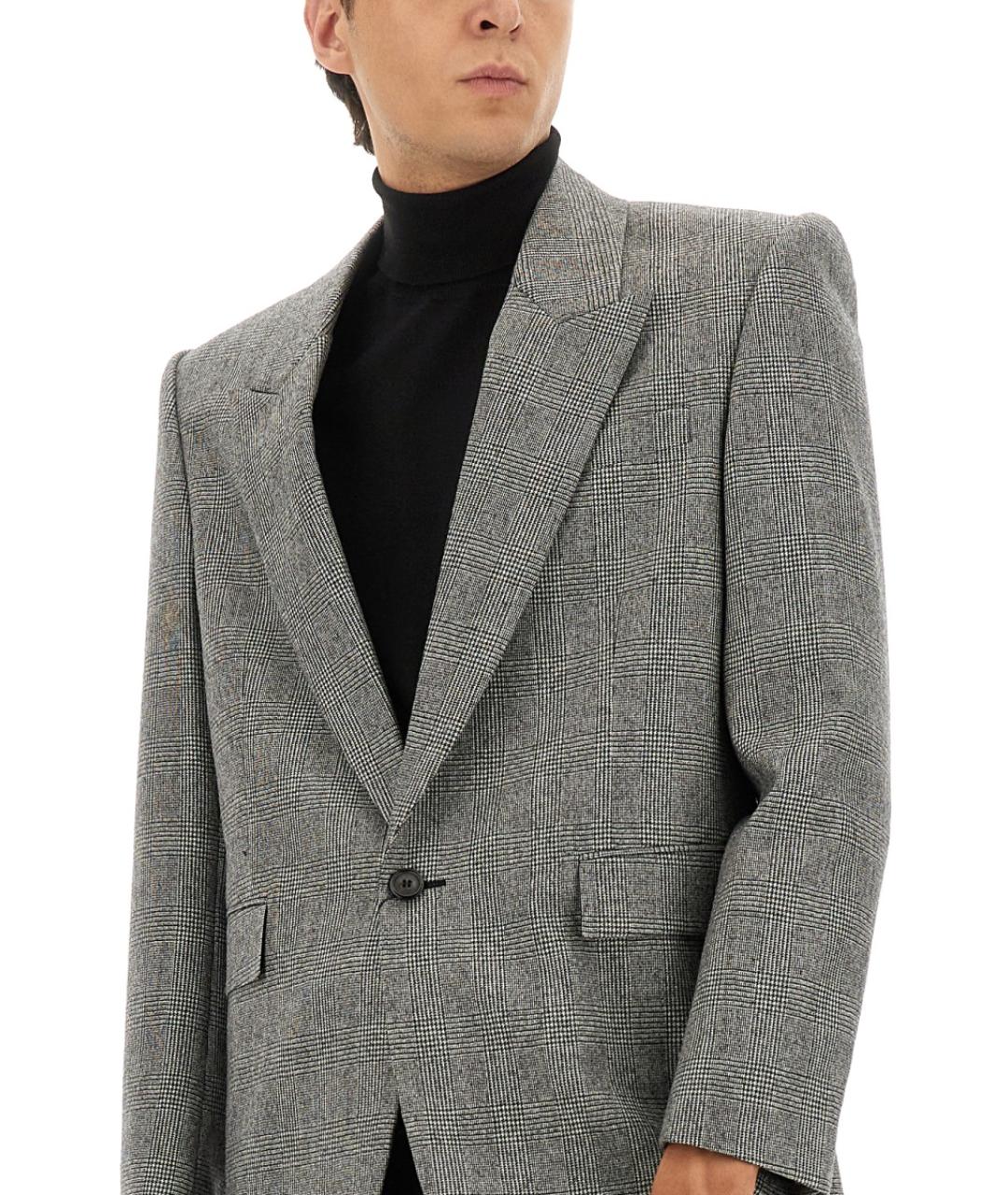 SAINT LAURENT Серый шерстяной пиджак, фото 5