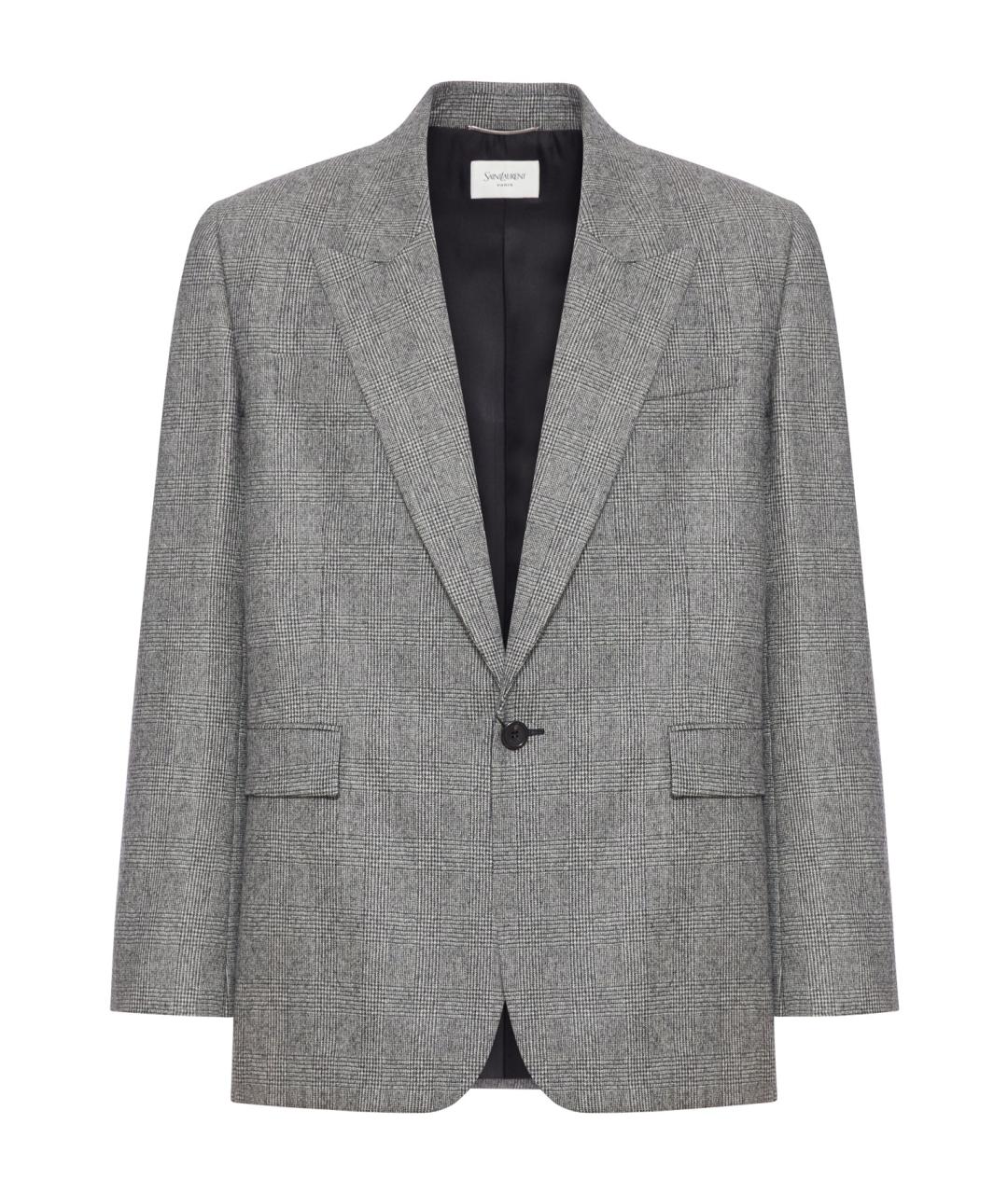SAINT LAURENT Серый шерстяной пиджак, фото 1
