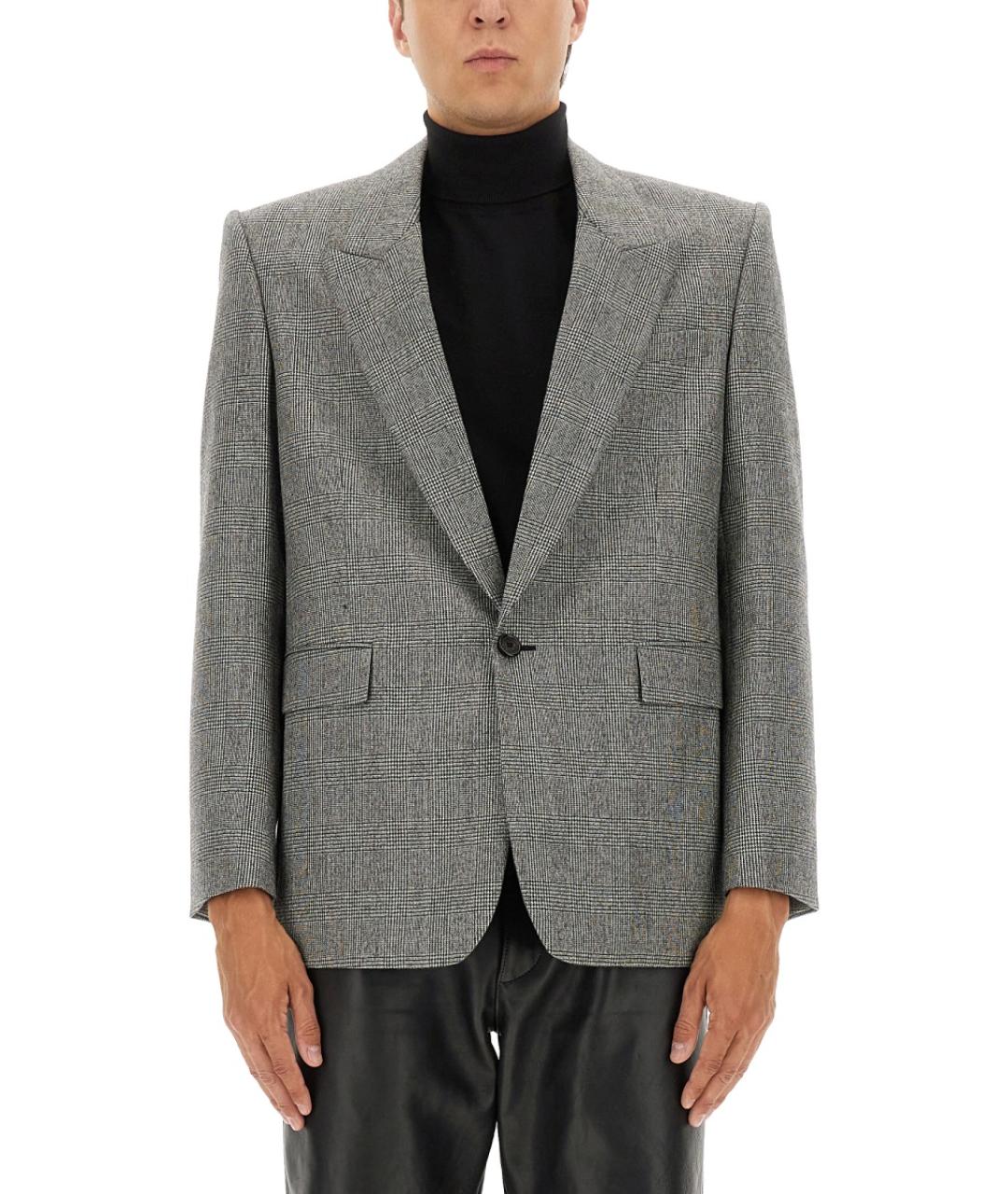 SAINT LAURENT Серый шерстяной пиджак, фото 2