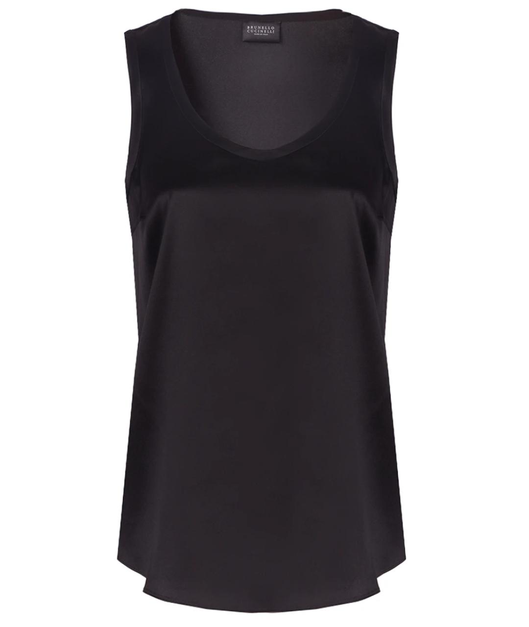 BRUNELLO CUCINELLI Черная шелковая майка, фото 1