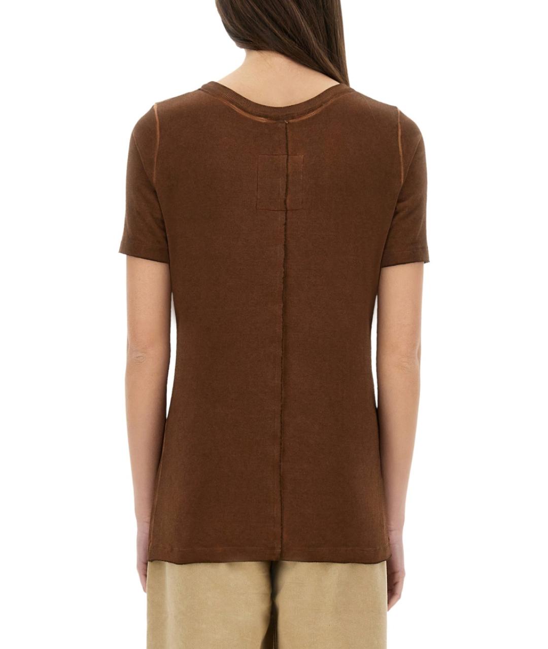 UMA WANG Коричневая вискозная футболка, фото 4