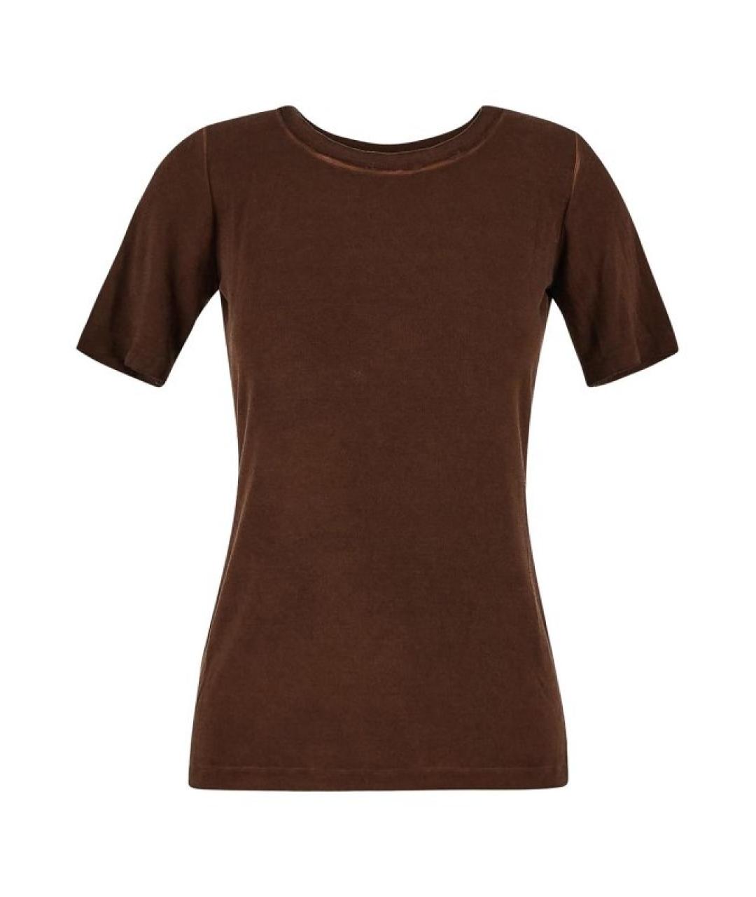 UMA WANG Коричневая вискозная футболка, фото 1