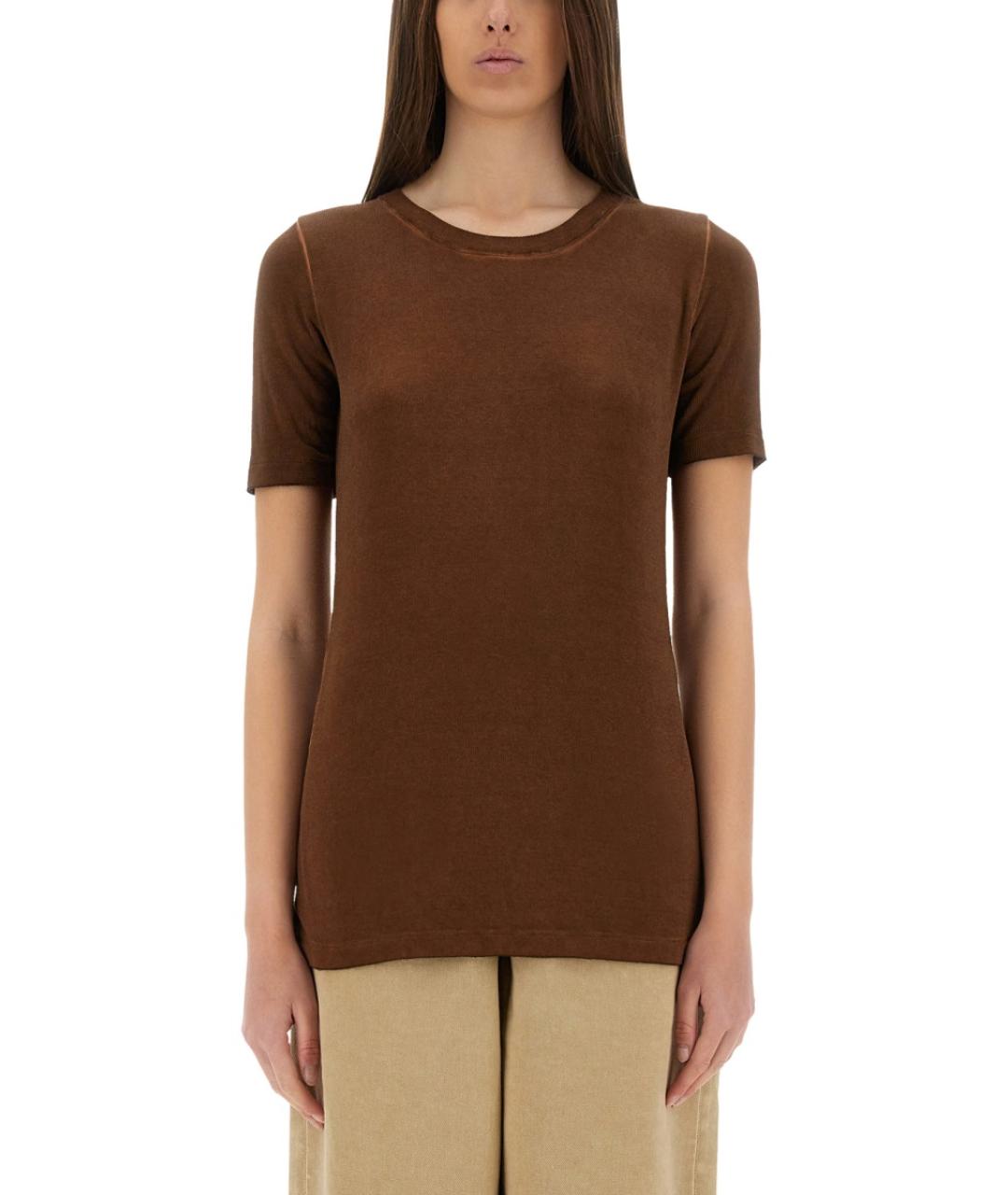UMA WANG Коричневая вискозная футболка, фото 2