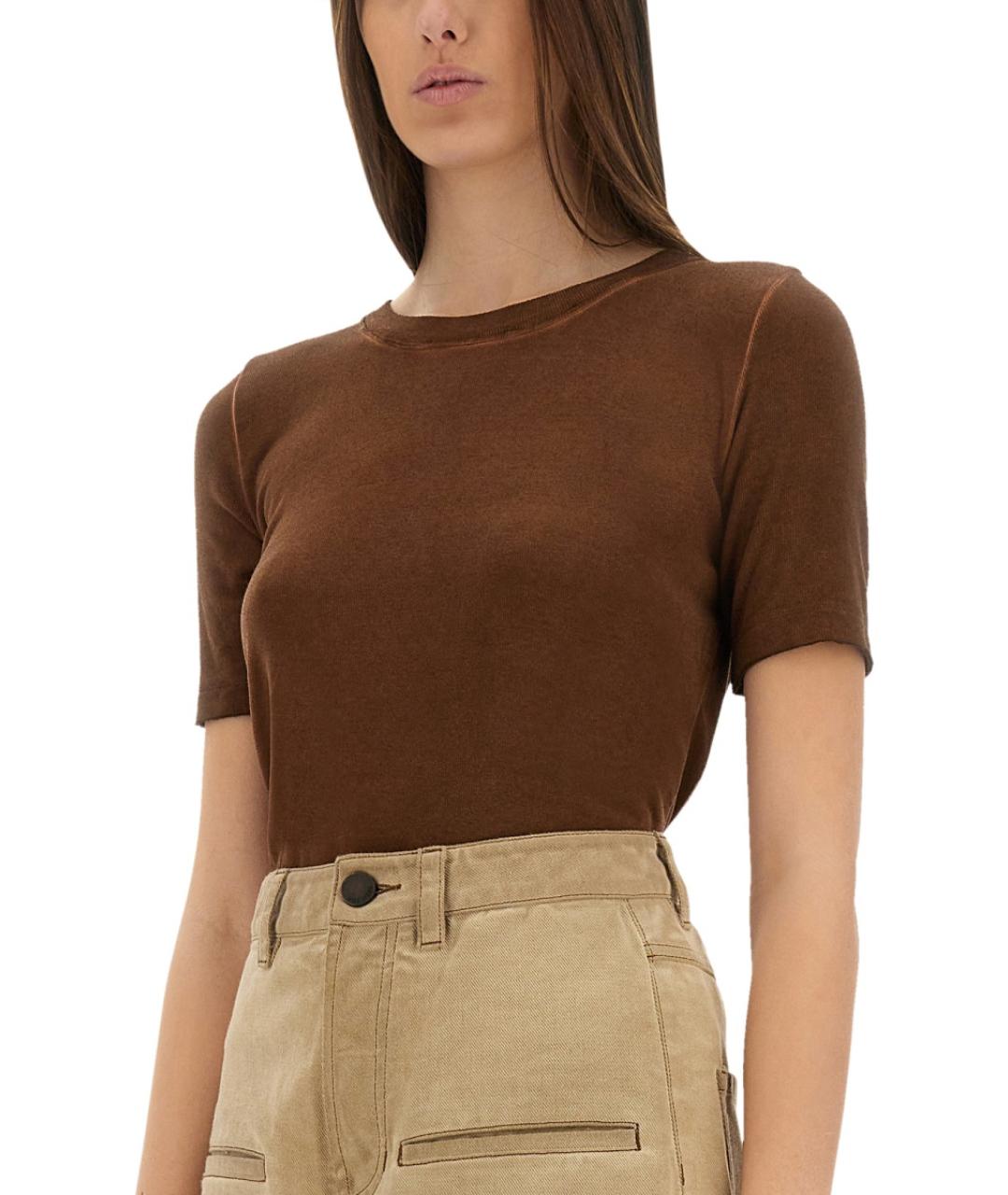UMA WANG Коричневая вискозная футболка, фото 5