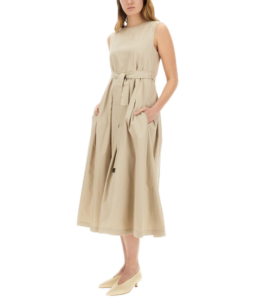 'S MAX MARA Бежевое хлопковое повседневное платье, фото 3
