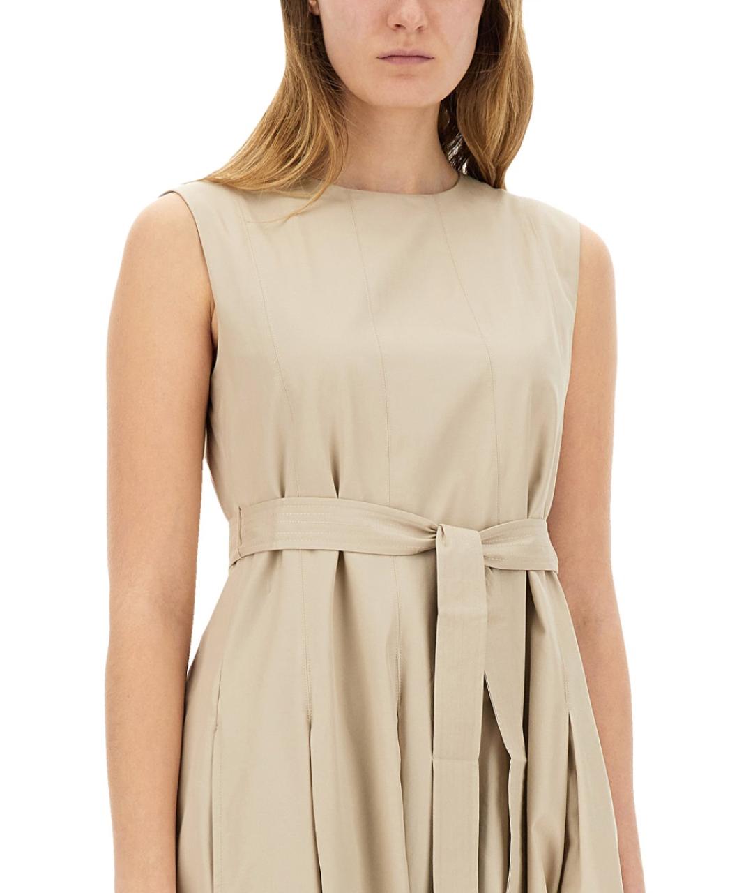 'S MAX MARA Бежевое хлопковое повседневное платье, фото 5
