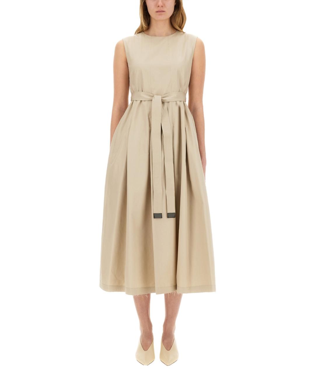 'S MAX MARA Бежевое хлопковое повседневное платье, фото 2