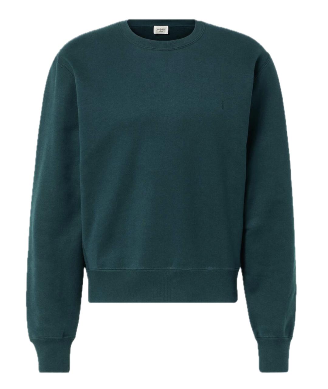 SAINT LAURENT Зеленый хлопковый джемпер / свитер, фото 1