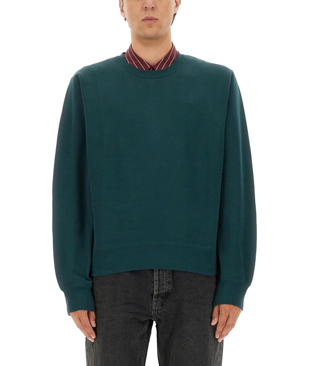 SAINT LAURENT Зеленый хлопковый джемпер / свитер, фото 2