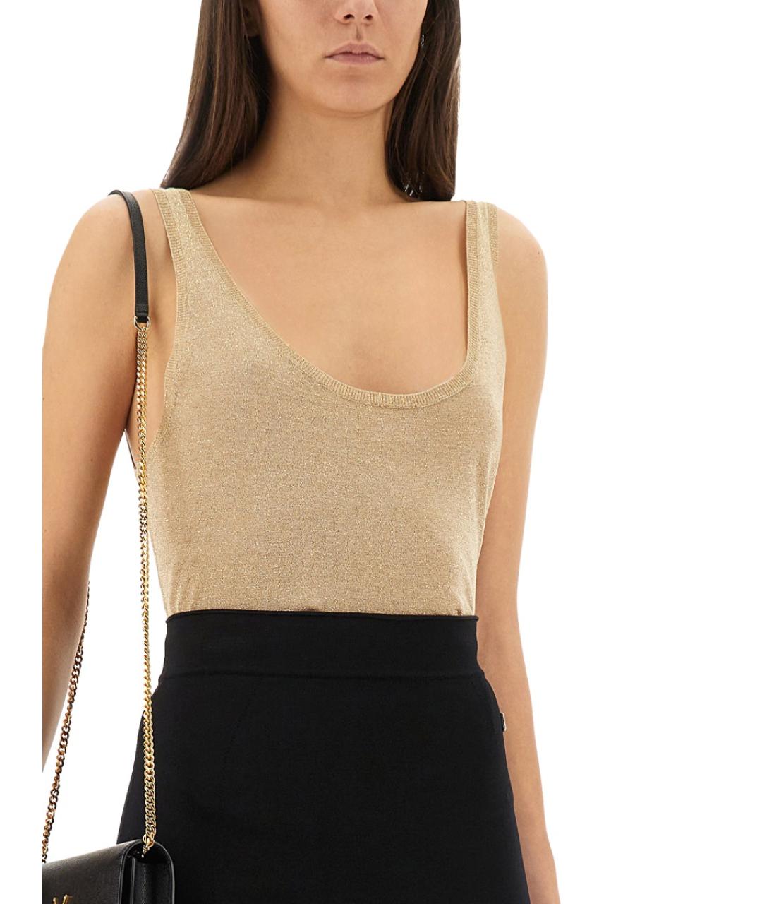 SAINT LAURENT Золотая вискозная блузы, фото 5