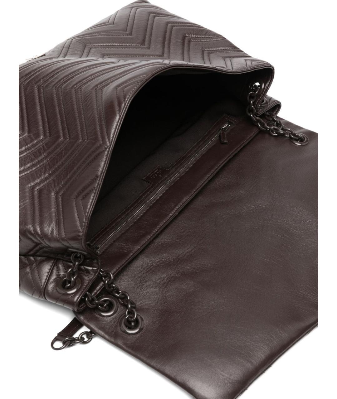 GUCCI Коричневая кожаная сумка через плечо, фото 3