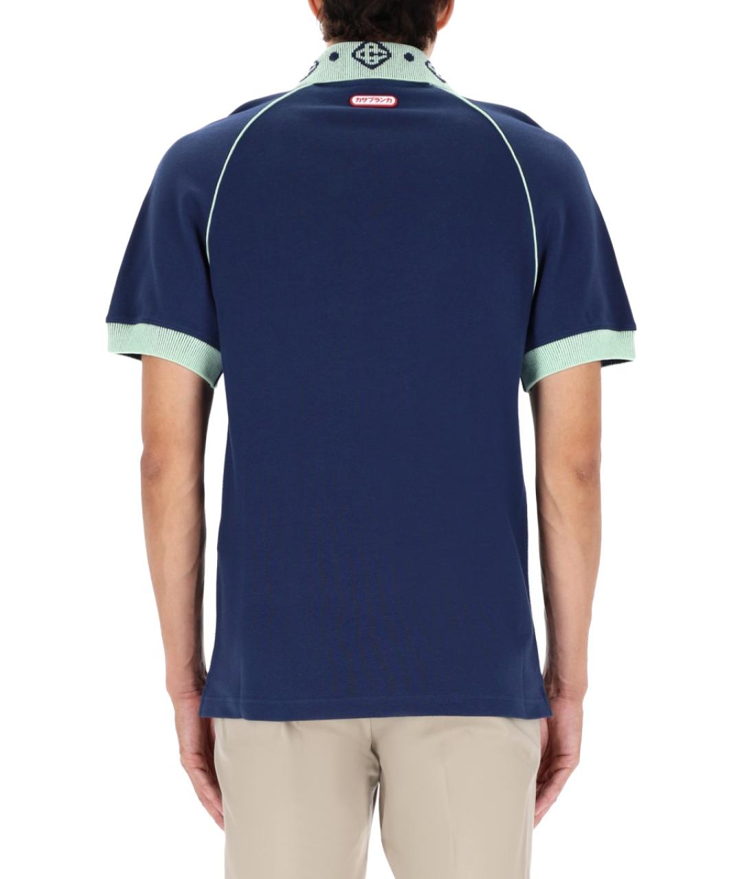 CASABLANCA Синее хлопковое поло с коротким рукавом, фото 4