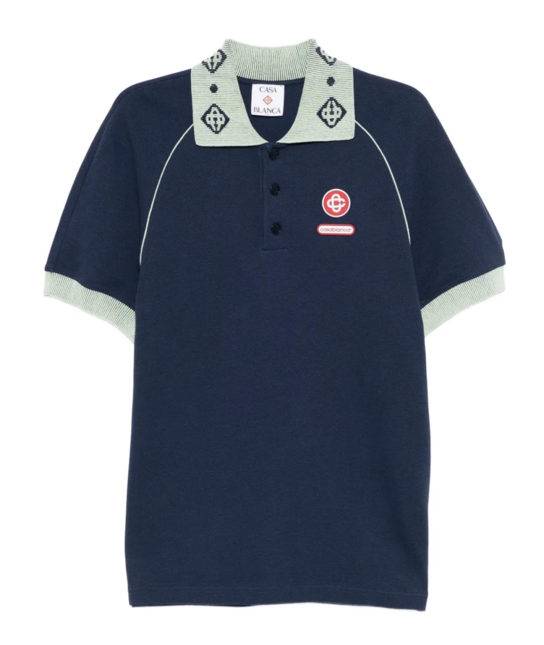 CASABLANCA Синее хлопковое поло с коротким рукавом, фото 1